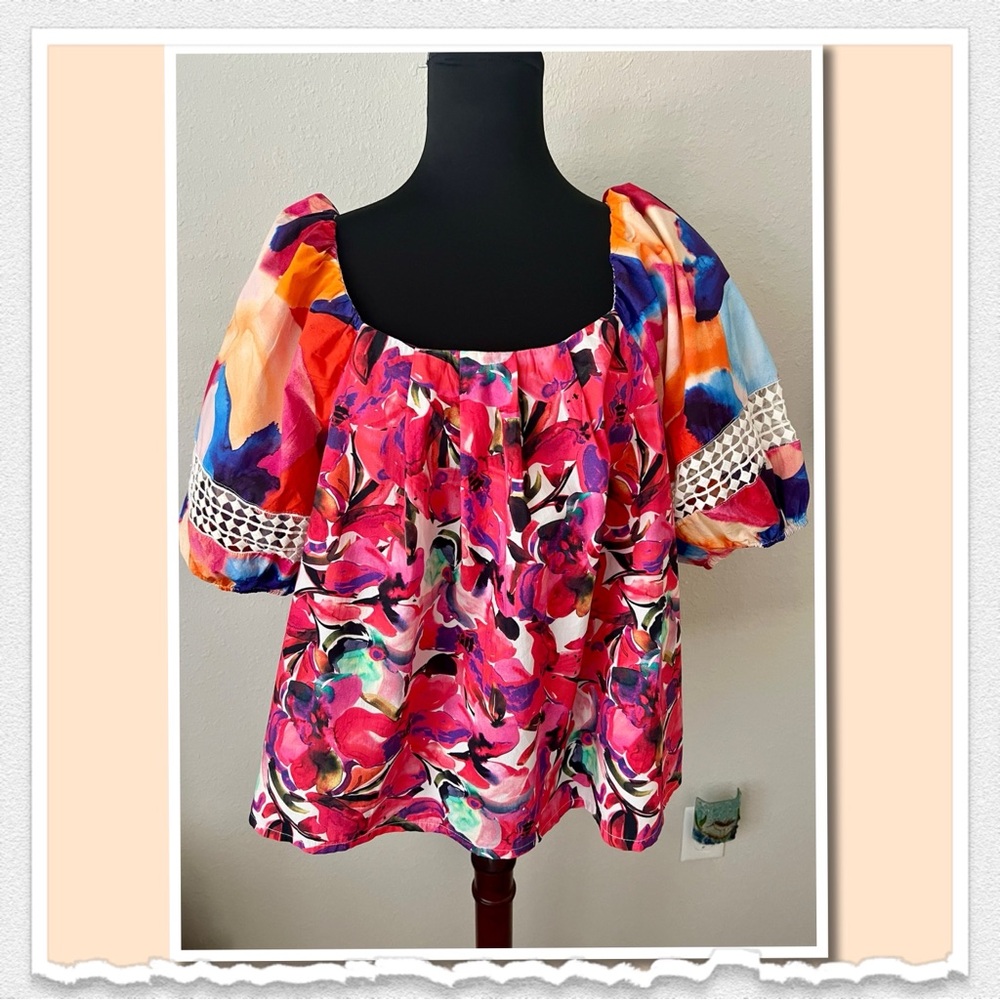 EUC FRENCH CONNECTION FLORAL BLOUSE SZ XL